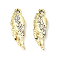 Золотой Сплава кристалла горный хрусталь подвески, крылатые прелести, uv покрытие, золотые, 24.5x8.5x3.5 мм, отверстие : 1.8 мм