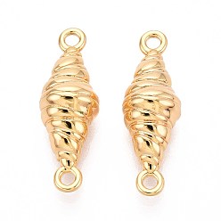 Настоящее золото 18K Подвески из латуни, звенья в форме раковины, реальный 18 k позолоченный, 25x8.5x7.5 мм, отверстие : 1.8 мм