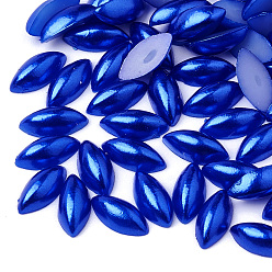 Medium Blue ABS Plastic Imitation Pearl Cabochons, Horse Eye, Medium Blue, 8x4x2.5mm, about 5000pcs/bag