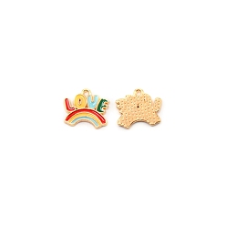 Colorful Zinc Alloy Charms, with Emanel, Rainbow, Colorful, 13x15x1.5mm, Hole: 1.5mm