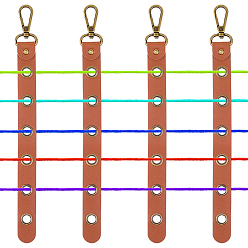 Sandy Brown 4Pcs Alloy Leather Threader, Antique Bronze, Sandy Brown, 256x19.5x3.5mm, Hole: 8.5mm