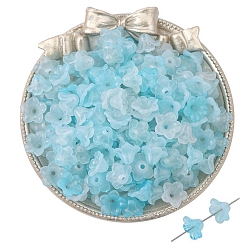 Голубой 100 шт. акриловые колпачки для бусин, цветок, голубой, 12x7 мм, отверстие : 1.5 мм