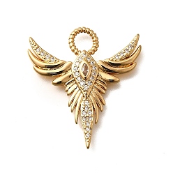 Настоящее золото 18K Латунные микро проложить кубического циркония подвески, без кадмия, без никеля и без свинца, крыло с египетской богиней исидой, реальный 18 k позолоченный, 26.5x24.5x3 мм, отверстие : 3.5 мм