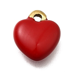 Красный 304 нержавеющей стальной эмали подвески, сердце прелести, ионное покрытие (ip), реальный 18 k позолоченный, красные, 12.5x11x5 мм, отверстие : 1.6 мм
