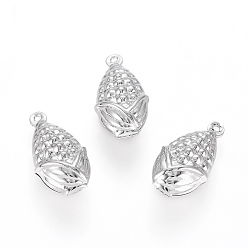 Платина Латунные подвески, кукуруза, платина, 19.2x10x6.4 мм, отверстие : 1 мм