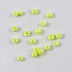 Зелено-Желтый Выпечка краска стеклянные бусины, зеленый желтый, 4~5x3~4 мм, отверстие : 1~2 мм