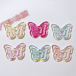 (52) Непрозрачная лаванда Прозрачного акрилового кабошонов, бабочка, разноцветные, 21x28.5x2.5 мм
