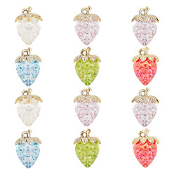 (52) Непрозрачная лаванда 10шт 5цвета прозрачный акрил с подвесками из сплава, AB цвет, клубника, разноцветные, 32x23x17 мм, отверстие : 3 мм