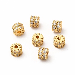 Real 18K Gold Plated Brass Rhinestone Beads, Column, Real 18K Gold Plated, 7.5x5mm, Hole: 1.8mm