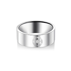 Нержавеющая Сталь Цвет Футбольный узор 201 кольца на пальцы из нержавеющей стали, цвет нержавеющей стали, размер США 9 (18.9 мм)