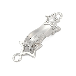 Платина Замки из латуни с микропейвом и прозрачным фианитом, без кадмия, без никеля и без свинца, звезда, платина, 25x8.5x8.5 мм, отверстие : 1.2 мм