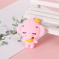 Бледно-Розовый Пластиковые подвески из пвх, слон, розовый жемчуг, 50x45 мм