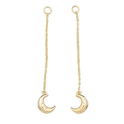 Real 14K Gold Plated Brass Beads, with Chain, Nickel Free, Moon, Real 14K Gold Plated, 70mm