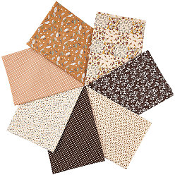 Kaffee Bedruckter Blumenbaumwollstoff, für Patchwork, Taschentuch an Patchwork nähen, Quilten, Kaffee, 50x50 cm, 7 Blätter / Satz