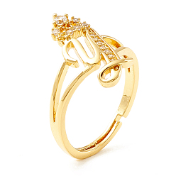 Letter Y Прозрачная буквица из кубического циркония с регулируемым кольцом в виде короны, кольцо с алфавитом из настоящей позолоченной латуни 18k для женщин, без кадмия и без свинца, letter.y, размер США 6 (16.5 мм)