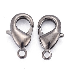 Gunmetal Brass Lobster Claw Clasps, Parrot Trigger Clasps, Cadmium Free & Nickel Free & Lead Free, Gunmetal, 12x7x3mm, Hole: 1mm