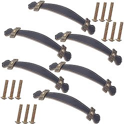 Schwarz Schubladengriffe aus PU-Leder, Türgriffe, Schrankzuggurt, mit schrauben, Schwarz, 192x37x9 mm, Bohrung: 3.5 mm, Schraube: 24x7.5 mm