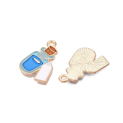 Bottle Подвески из сплава с эмалью на тему Хэллоуина, золотой свет, бутылка, 21.5x15x1.5 мм, отверстие : 1.6 мм