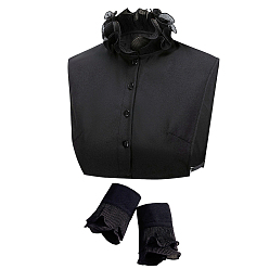 Черный 1Съемная шифоновая рубашка для женщин с накладным воротником, отделка горловины своими руками аксессуары для одежды, с 1 парой съемных хлопковых рукавов, чёрные, 365x355x4 мм