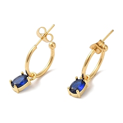 Золотой Овальные серьги-гвоздики с кубическим цирконием, 316 серьги-полукруги из нержавеющей стали, золотые, 24x5 мм