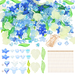Gemischte Farbe DIY-Schmuck machen Kits, einschließlich Messingkugelstifte, Acrylperlen & Perlen, Gemischte Farbe, 35x0.6 mm, 30 Stück