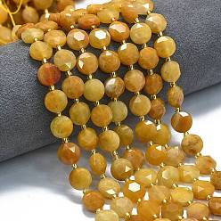 Топаз Нефрит Природный Топаз нефрита бисер нитей, граненый шестиугольный разрез, плоско-круглые, с бисером, 10~10.5x6 мм, отверстие : 1.1 мм, около 31~32 шт / нитка, 15.35''~15.55'' (39~39.5 см)