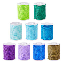 (52) Непрозрачная лаванда Вощеный шнур полиэстера, витой шнур, разноцветные, 1 мм, около 11 м / рулон, 9 цветов, 1 рулон / цвет, 9rolls