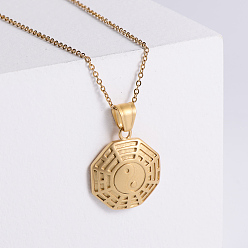 Золотой Винтажные панк инь-ян ожерелья из нержавеющей стали с подвеской для мужчин и женщин, золотые