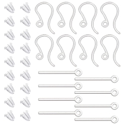 Белый Дым 200шт. пластиковые крючки для сережек, с 200 шт пвх серьги-гвоздики, с горизонтальными петлями и 400пластиковыми ушными гайками, серый, 13~15x2~8.5 мм, отверстие : 0.8~1.2 мм, 20 датчик, штифты : 0.9 мм