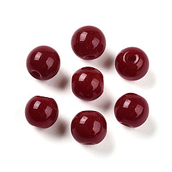 Темно-Красный Непрозрачные однотонные стеклянные бусины, круглые, темно-красный, 6~6.5 мм, отверстие : 1.2~1.4 мм, Около 3030 шт / 1000 г