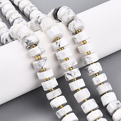 Говлит Природные Говлит бисер нитей, с бисером, восьмиугольная цилиндра, 9.5~10.5x3~7.5 мм, отверстие : 1 мм, около 51~54 шт / нитка, 14.96~15.55'' (38~39.5 см), бисер: 3x1.5~2 мм, отверстие : 0.6 мм