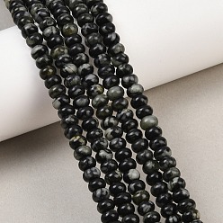 Природный Драгоценный Камень Нити бусин из натуральной яшмы с черными пятнами, рондель, 6.5x4.5 мм, отверстие : 0.9 мм, около 86 шт / нитка, 15.08 дюйм (38.3 см)