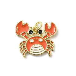 Краб Латунь эмаль подвески, стойки покрытие, долговечный, без кадмия и без свинца, реальный 18 k позолоченный, с целью перехода в кольце, краб, 16.5x18x1.5 мм, отверстие : 3 мм