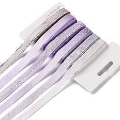 чертополох 18 ярдов 6 стилей полиэфирной ленты, для поделок своими руками, бантики для волос и украшение подарка, фиолетовая цветовая палитра, чертополох, 3/8~1/2 дюйм (9~12 мм), около 3 ярдов / стиль