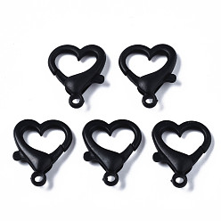 Черный Непрозрачные акриловые застежки в виде когтей лобстера, сердце, чёрные, 26.5x22x6.5 мм, отверстие : 3 мм
