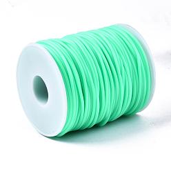 Aquamarine Hollow Pipe PVC Tubular Synthetic Rubber Cord, Wrapped Around White Plastic Spool, Aquamarine, 2mm, Hole: 1mm, about 54.68 yards(50m)/roll