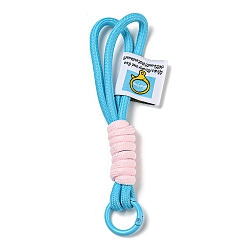 Bleu Ciel Foncé Porte-clés en polyester, avec anneau en alliage de zinc, bleu profond du ciel, 14.2~15.8 cm