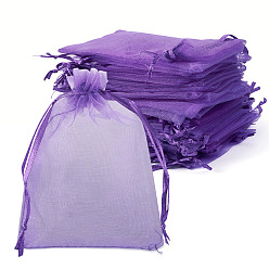 Сине-фиолетовый 50мешки из органзы, мешочки для хранения ювелирных изделий, свадебные сувениры, сетчатые подарочные пакеты на шнурке, мешочки из органзы для попурри, синий фиолетовый, 12x9 см
