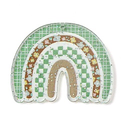 Темный Морско-зеленый Непрозрачные акриловые подвески, 3d печать, с силой блеска, радуга, темно-зеленый, 31.5x39.5x2 мм, отверстие : 1.6 мм