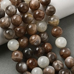 Multi-Moonstone Нити из натуральных бусин из нескольких лунных камней, бусины из лунного и солнечного камня, круглые, 12 мм, отверстие : 1 мм, около 33 шт / нитка, 15.7 дюйм