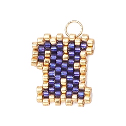 Letter K Бисер ручной работы миюки, ткацкий узор с буквами подвески, с 304 кольцами из нержавеющей стали, Письмо K, 15x13x2 мм, отверстие : 2.5 мм