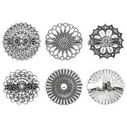 Antique Silver 5pcs 5 Styles Flower Zinc Alloy Scarf Clips for Scarves, Cardigans, And Shirt Collars, Antique Silver, 40~42x15~15.5mm, 1pc/style