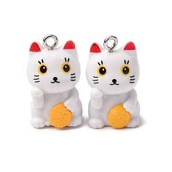 Желтый Подвески из смолы, талисманы на удачу, с железной платиной петлей, желтые, 24x14x13.5 мм, отверстие : 2 мм