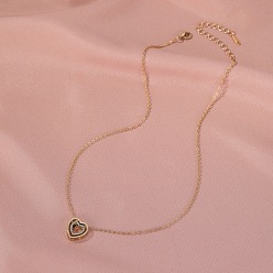 Light Gold Ожерелья из сплава с полым сердечком и кристаллами горного хрусталя, золотой свет, 18.11 дюйм (46 см)