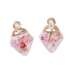 Разноцветный 20шт. прозрачные стеклянные шарообразные подвески, алмаз, красочный, 23x15 мм