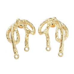 Настоящее золото 18K 304 находка серег из нержавеющей стали, бантом, с горизонтальной петлей, реальный 18 k позолоченный, 24x18.5 мм, отверстие : 1.4 мм