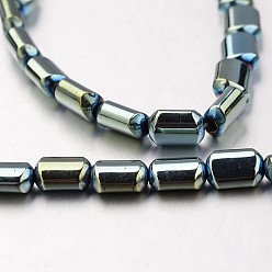 Chapado en Verde Electroplate hematites sintética hebras de perlas no magnéticas, Rectángulo, verde chapado, 6x4x3 mm, agujero: 1 mm, sobre 67 unidades / cadena, 15.7 pulgada