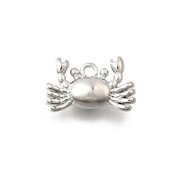 Краб Латунные подвески на тему океана, без кадмия, без никеля и без свинца, Реальная платина, краб, 8.5x14x4.5 мм, отверстие : 1.2 мм