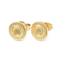 Настоящее золото 18K Ионное покрытие (ip) 304 серьги-гвоздики из нержавеющей стали, серьги настройки, плоско-круглые, реальный 18 k позолоченный, лоток : 4 мм, 10 мм, штифты : 0.8 мм