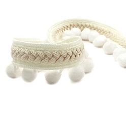 Белый Лента с бахромой и кисточкой из полиэстера в этническом стиле, для одежды, украшение занавеса, белые, 1-3/8 дюйм (35 мм)